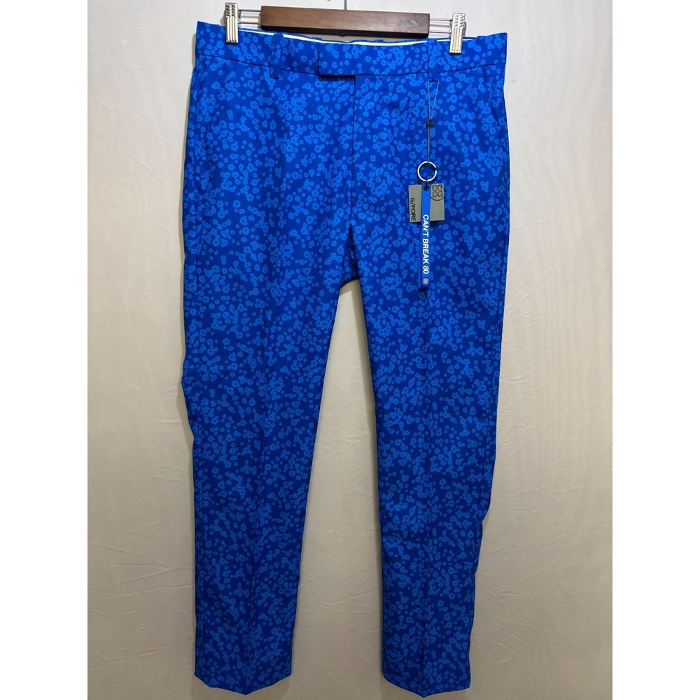 G/Fore Golf Pants Mens Blue Floral Straight Leg Flat Front Performance 32/32 NWT